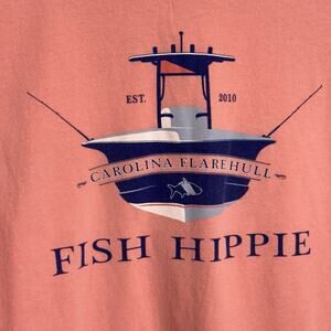 Fish Hippie Men’s Medium Pink Coral Shirt Boat Carolina Flarehull Lake